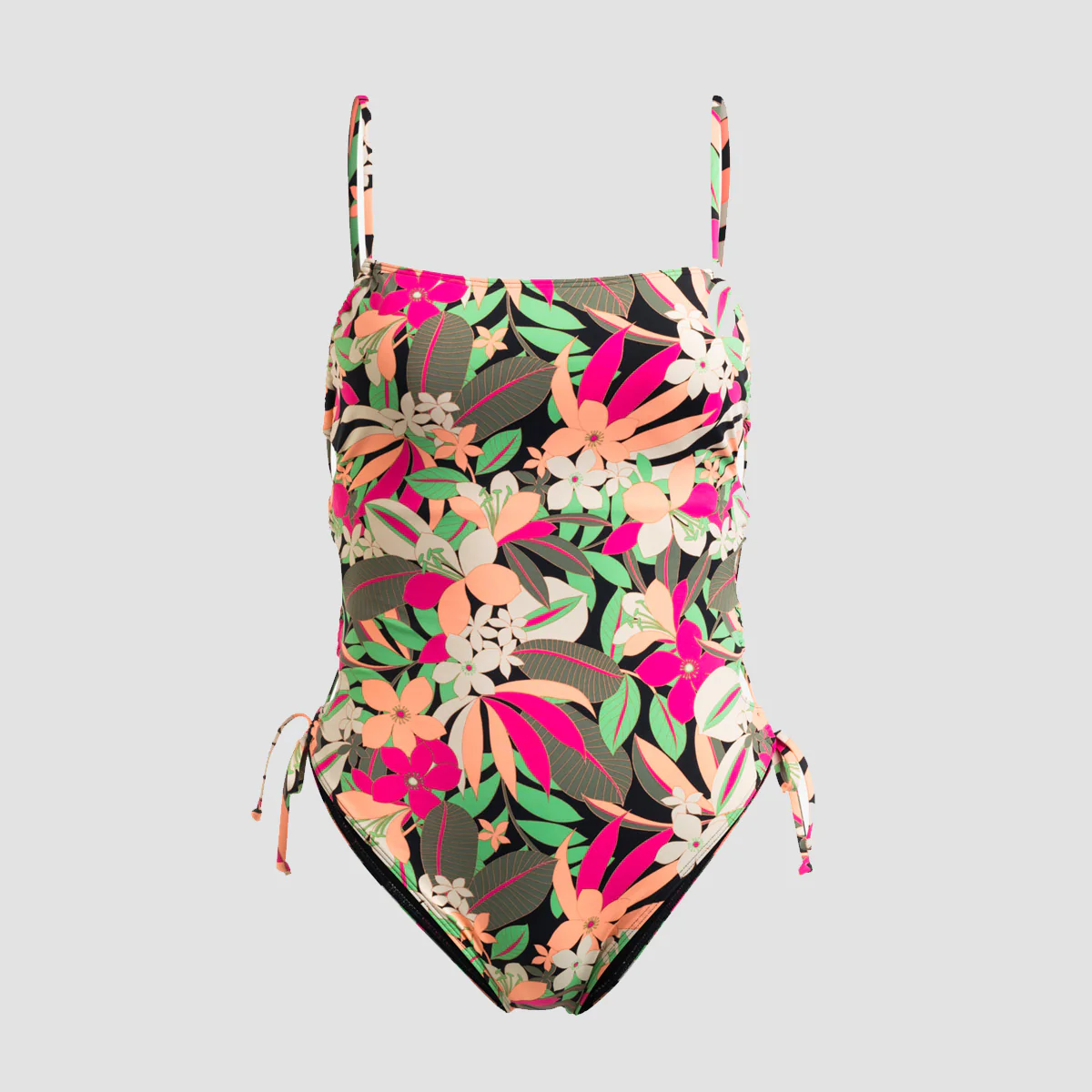Roxy Printed Beach Classics Lace Up One-Piece Swimsuit Anthracite Palm Song Swim - Womens - Image 4