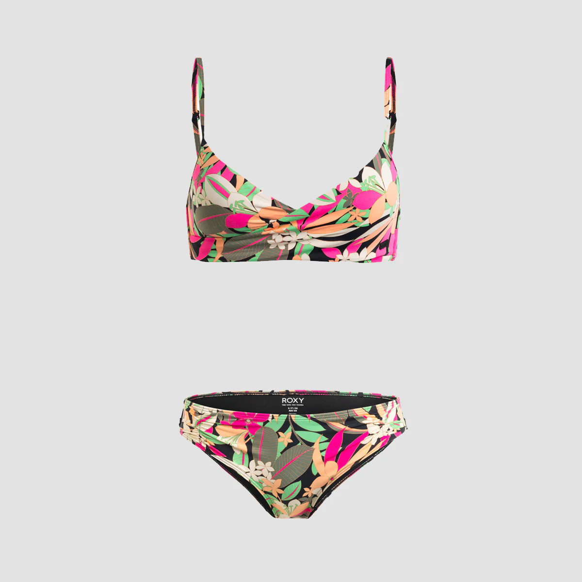 Roxy Printed Beach Classics Wrap Two-Piece Bikini Set Anthracite Palm Song Swim - Womens - Image 3