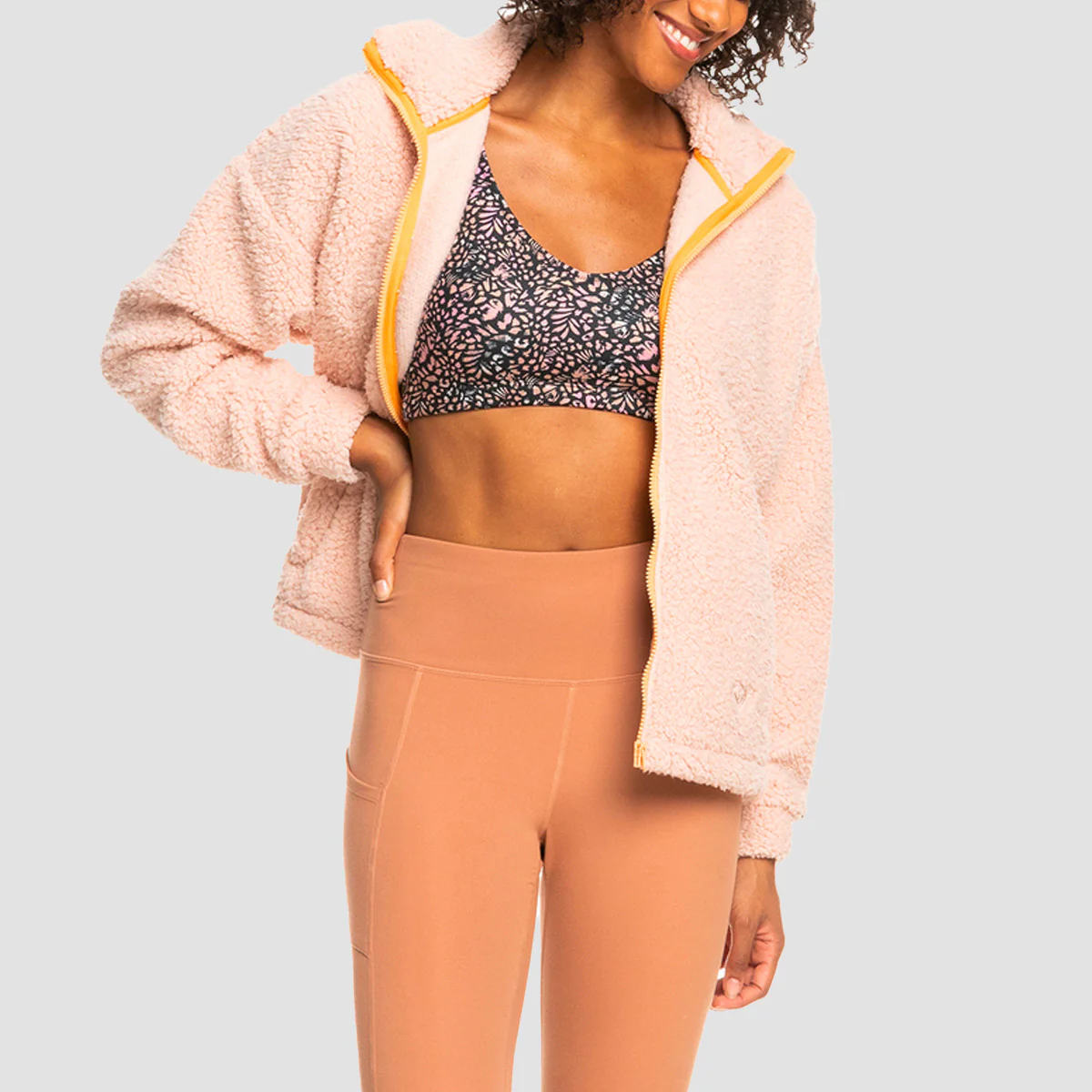 Roxy Sherpa Jacket Peach Whip - Womens - Image 2