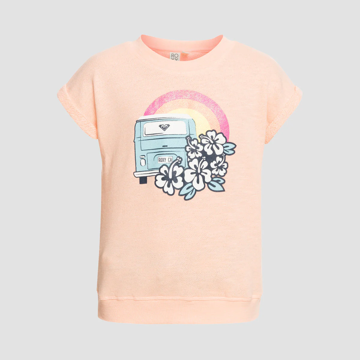 Roxy Shine Ya Light Short Sleeve Crew Sweat Tropical Peach - Girls