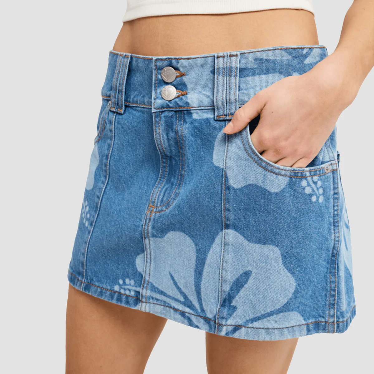 Roxy Stunning Spririt Denim Skirt Surf Wash - Womens