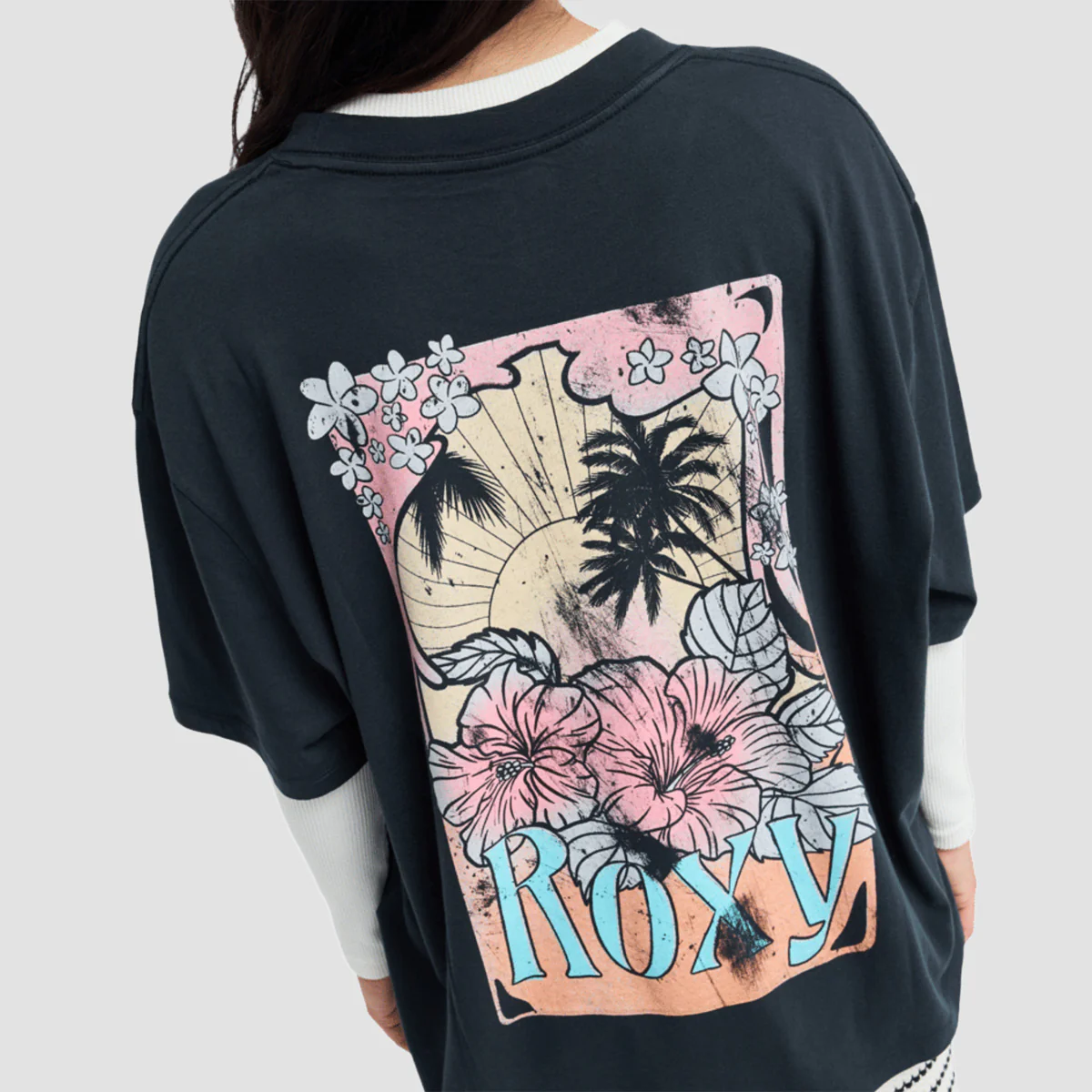 Roxy Talloversize Washed Oversized T-Shirt Anthracite - Womens
