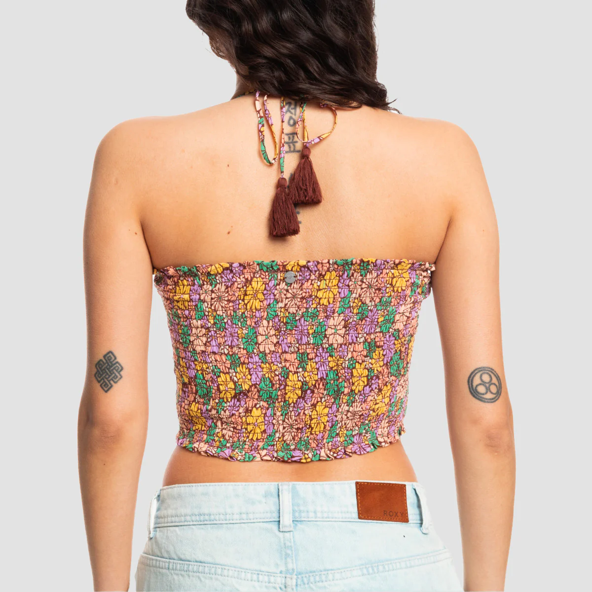 Roxy Warm Waters Printed Bandeau Top Root Beer All About Sol Mini - Womens - Image 2