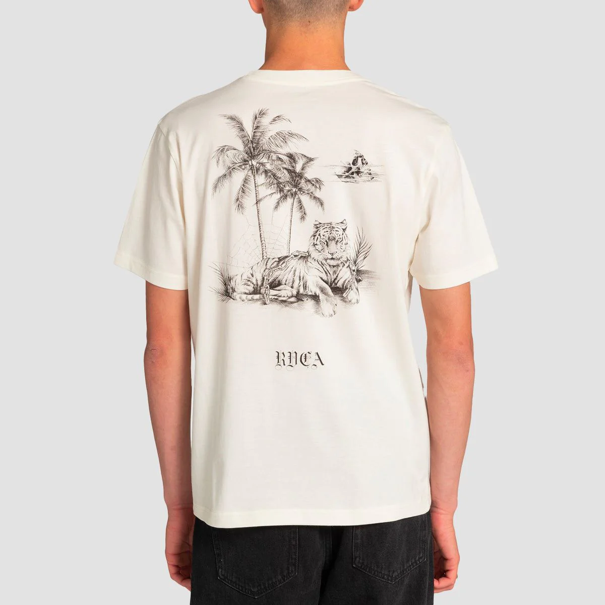 RVCA Benjamin Jean Jean Tiger Beach T-Shirt Antique White - Image 2