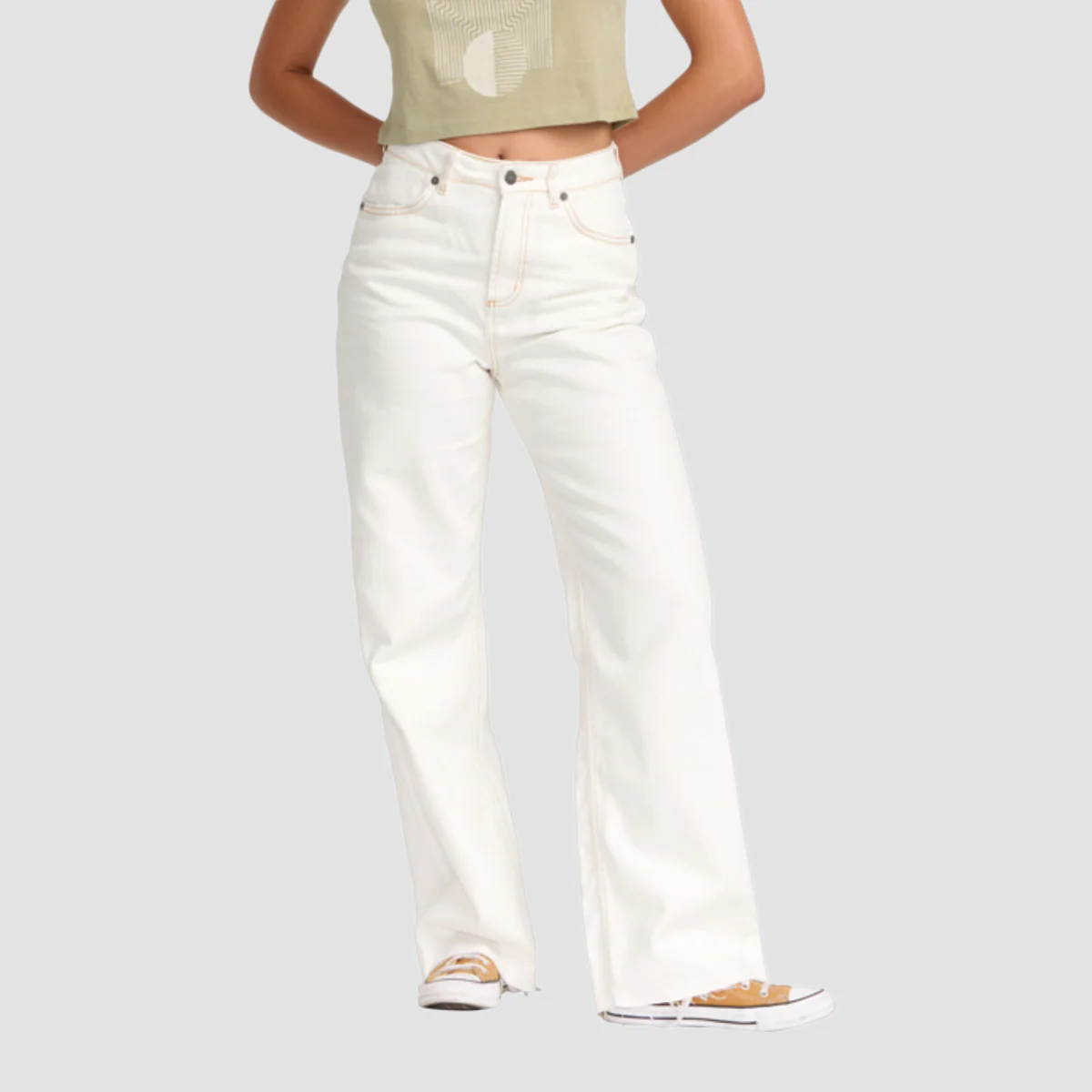 RVCA Coco Relaxed Fit Jeans Vintage White - Womens