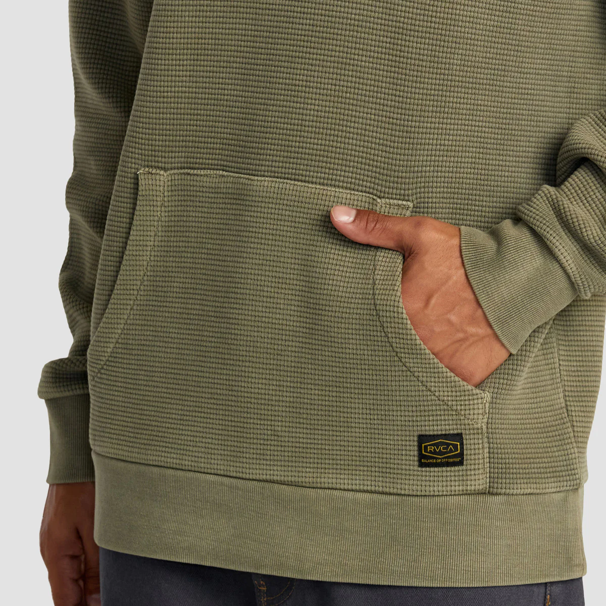 RVCA Dayshift Thermal Pullover Hoodie Olive - Image 3
