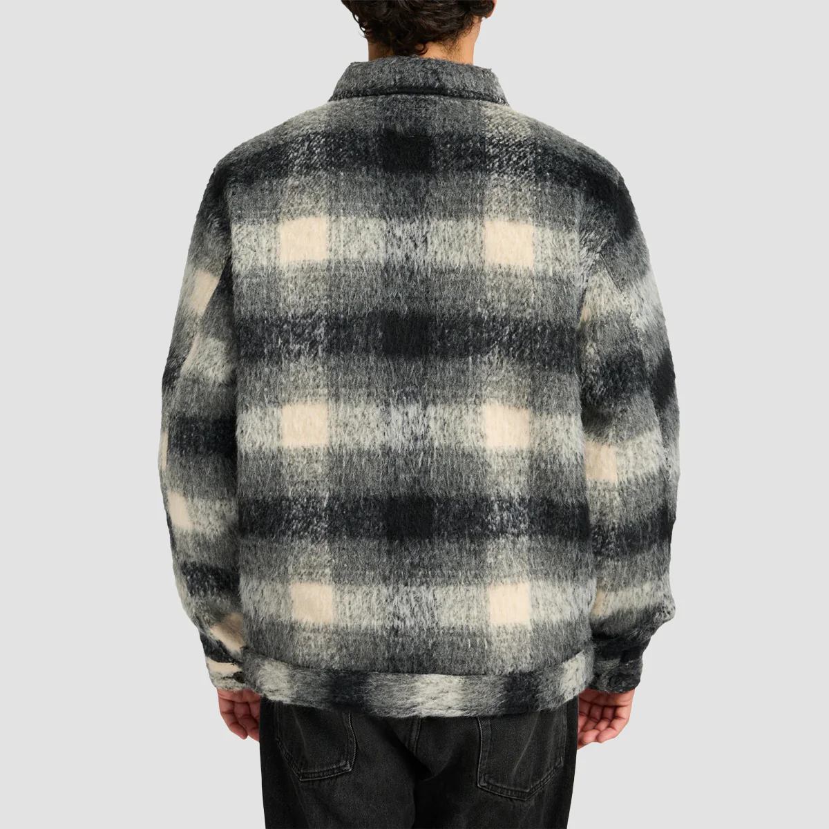 RVCA Dayshift Zip Flannel Jacket Black - Image 2