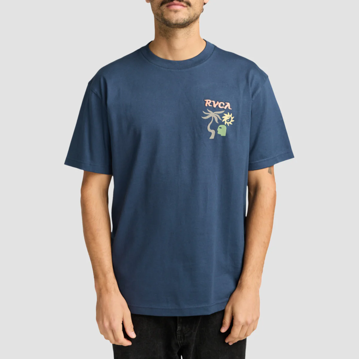 RVCA Deep Think T-Shirt Moody Blue - Image 2