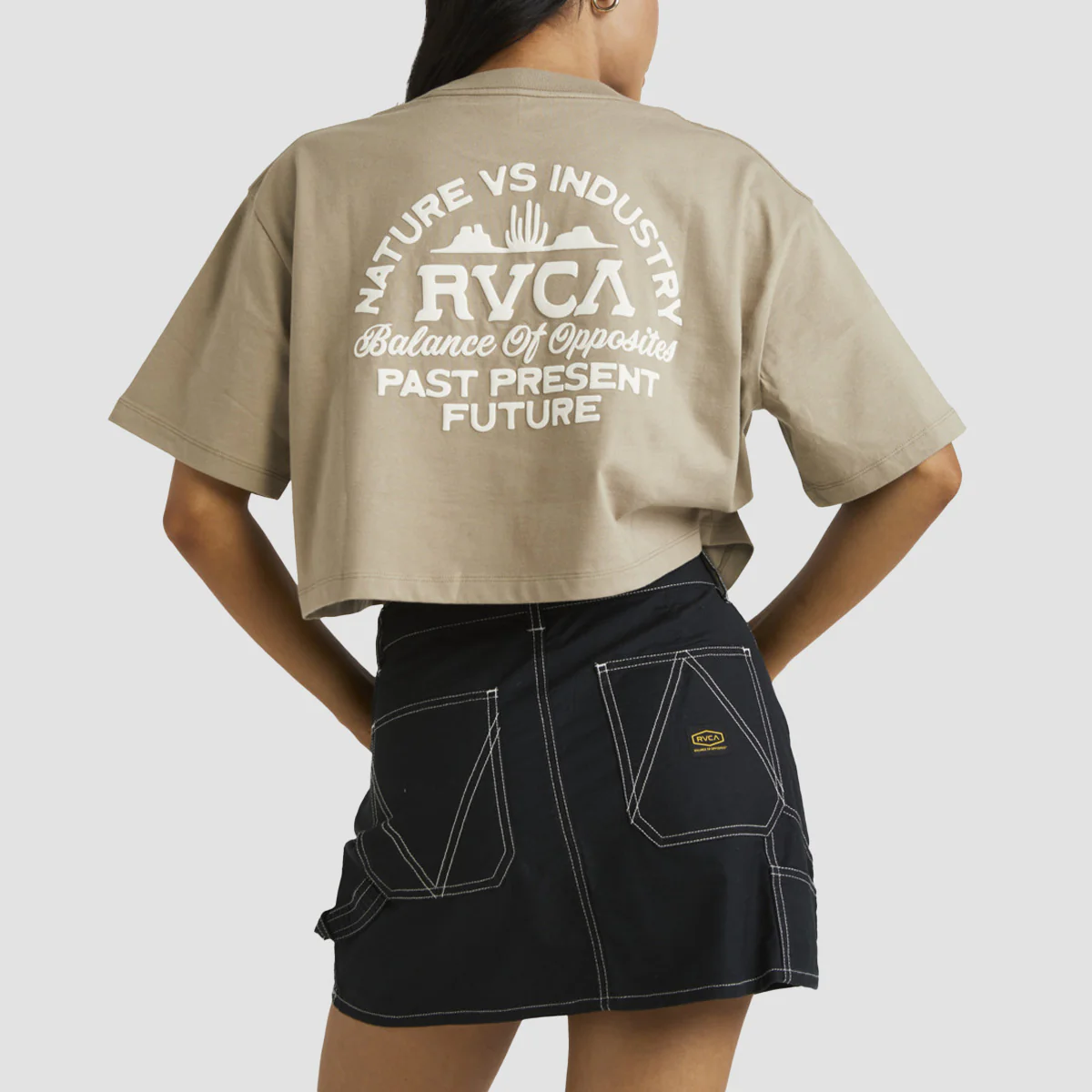 RVCA Deserted T-Shirt Dark Khaki - Womens - Image 2