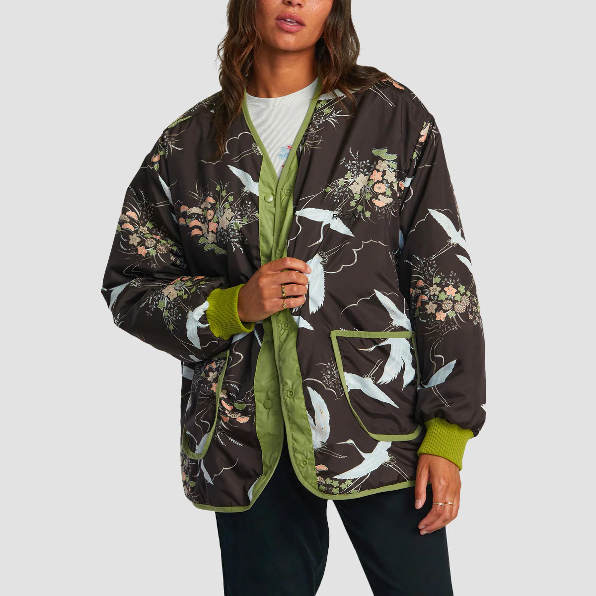 RVCA Dire Reversible Oversized Jacket Fern - Womens - Image 2