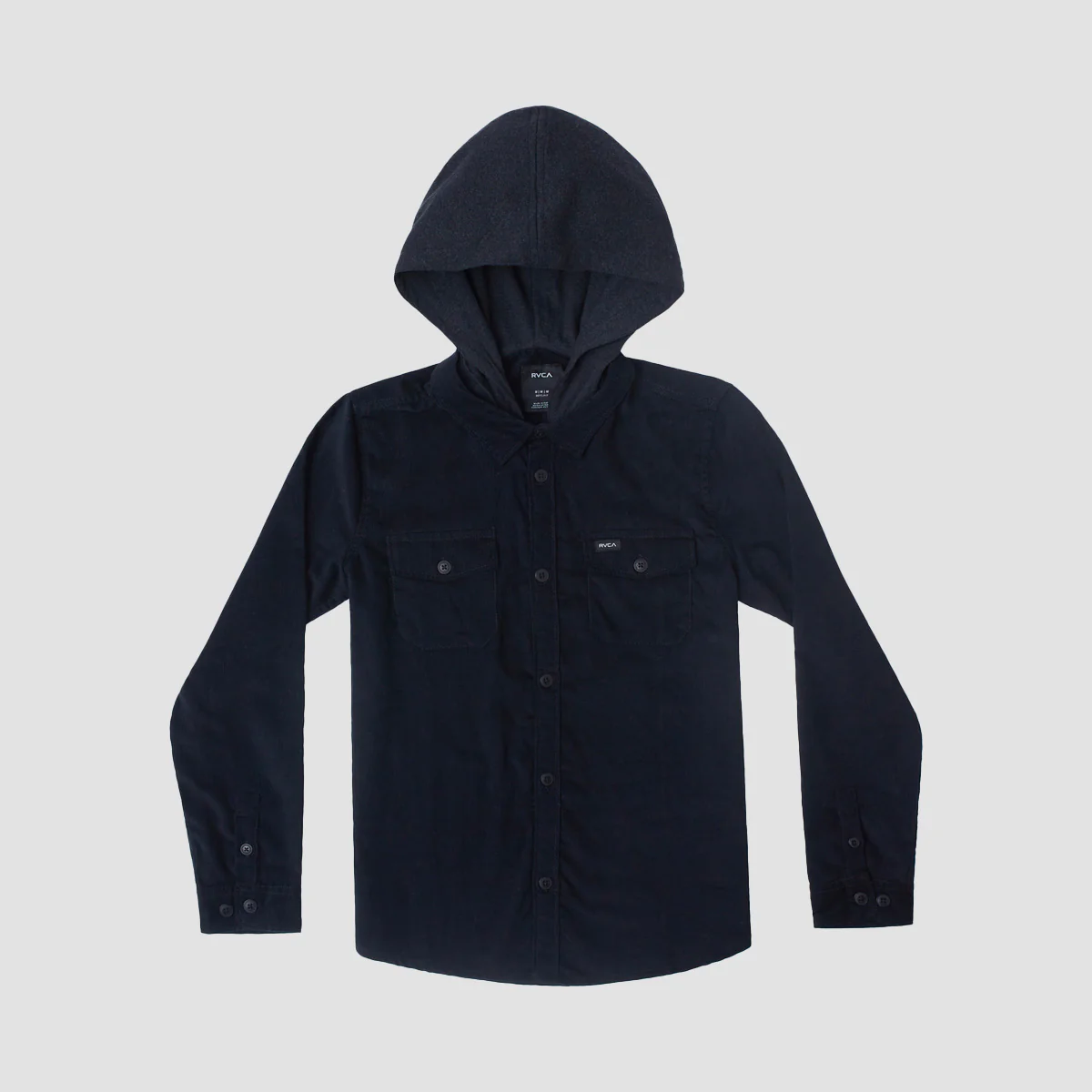 RVCA Huskered Hooded Longsleeve Flannel Shirt Black - Kids