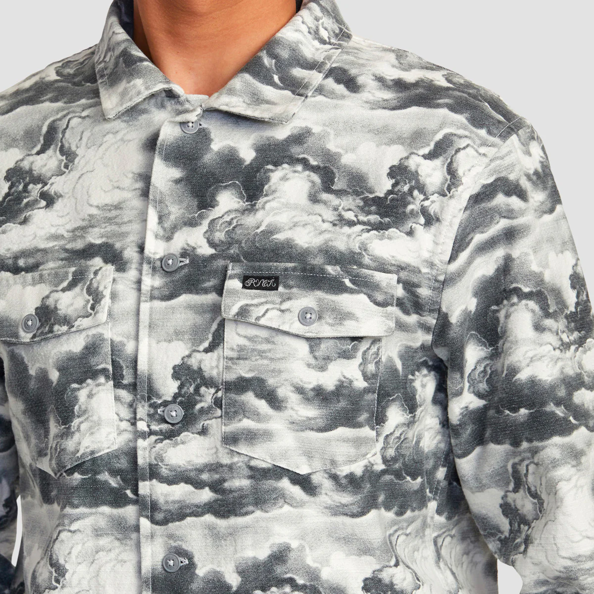 RVCA Mister Cartoon Cloud Longsleeve Shirt Black/White - Image 3