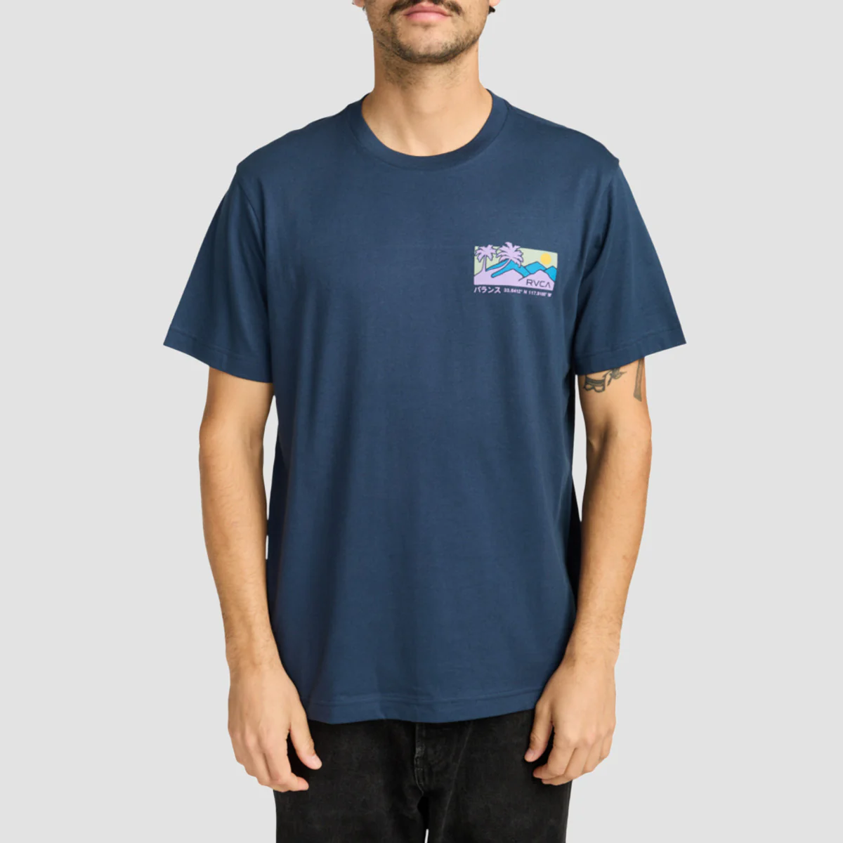 RVCA Palm Trail T-Shirt Moody Blue - Image 2