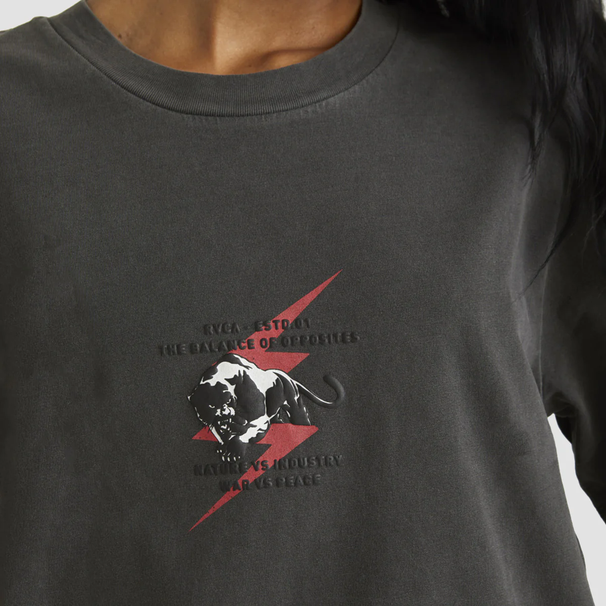 RVCA Panther Easy T-Shirt Washed Black - Womens - Image 2