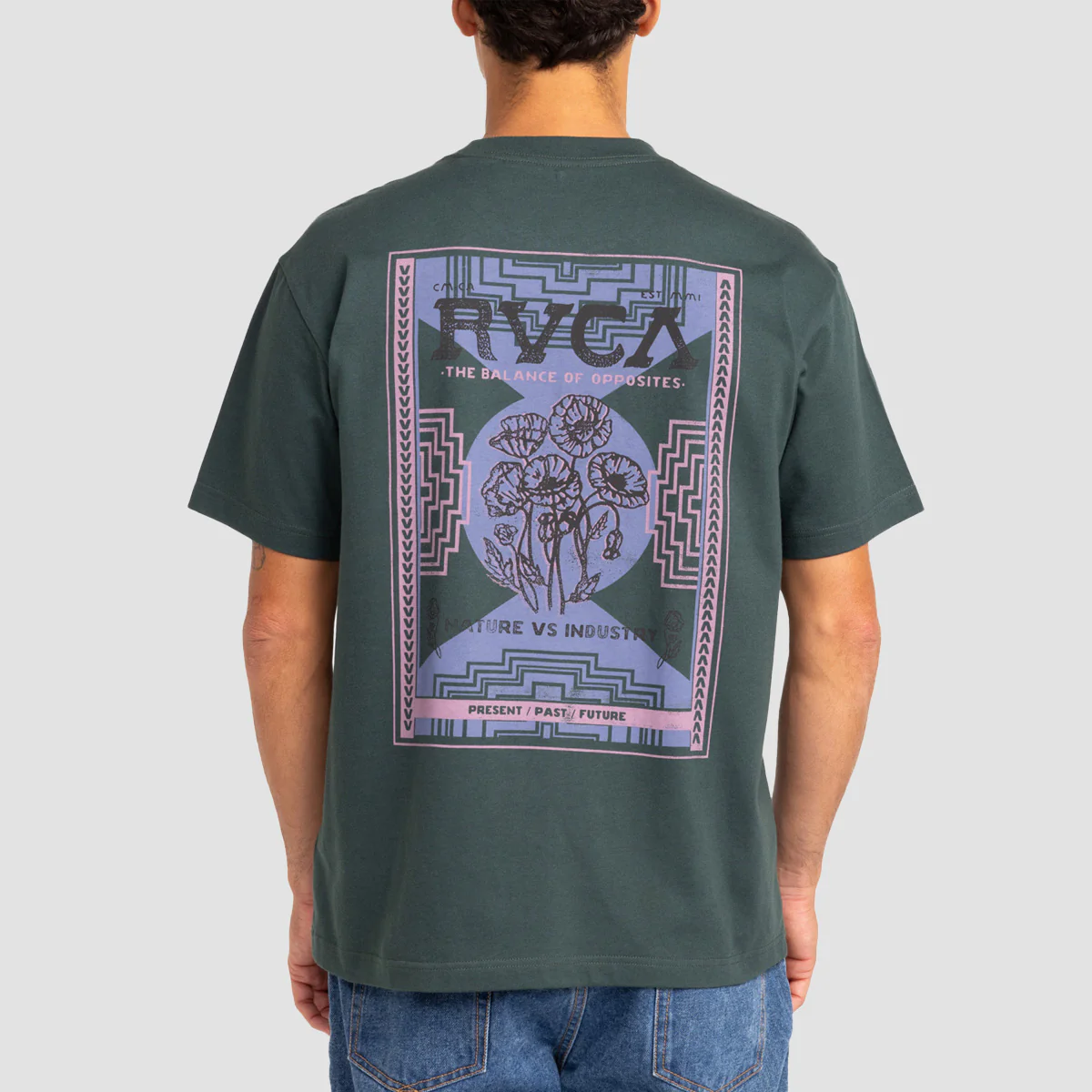 RVCA Poppies T-Shirt Hunter Green - Image 2