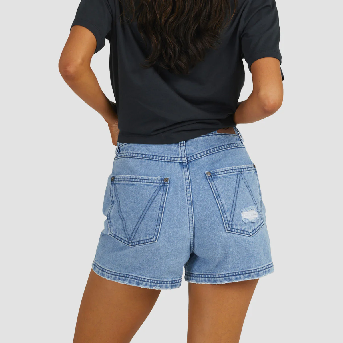 RVCA Ripped Coco Denim Shorts Blue - Womens - Image 2