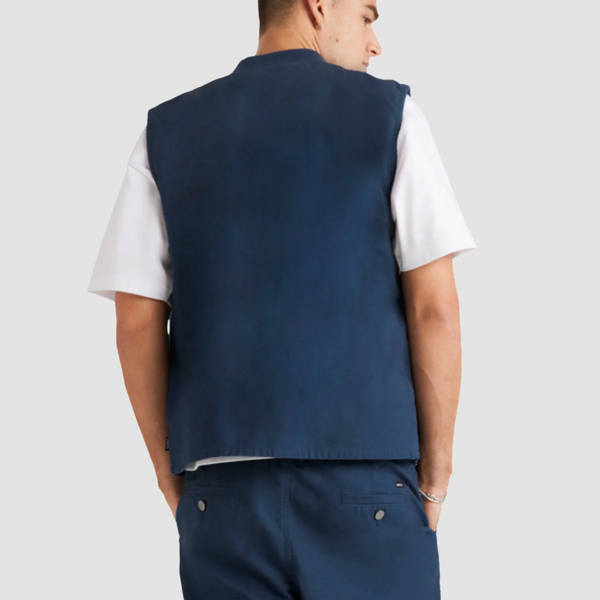 RVCA Varsity Twill Vest Jacket Petrol Blue - Image 2