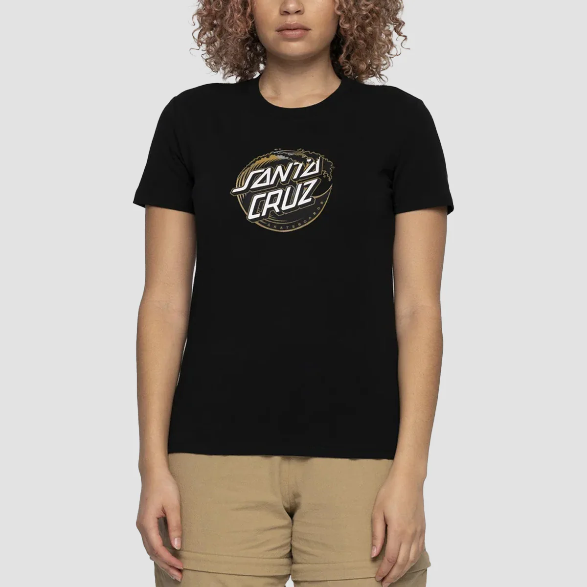 Santa Cruz Holo Wave Dot Front T-Shirt Black - Womens