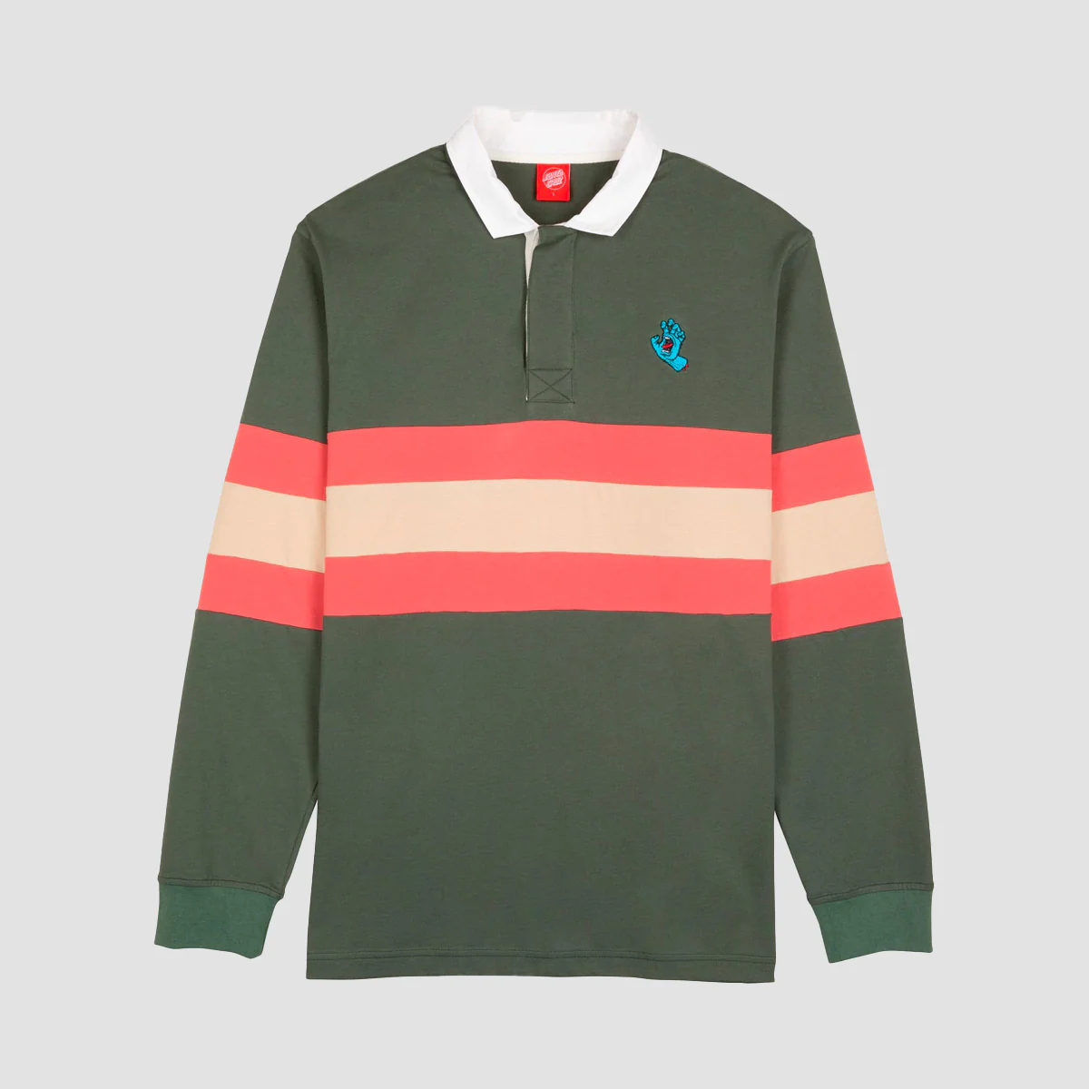 Santa Cruz Mini Hand Stripe Longsleeve Polo Shirt Sage