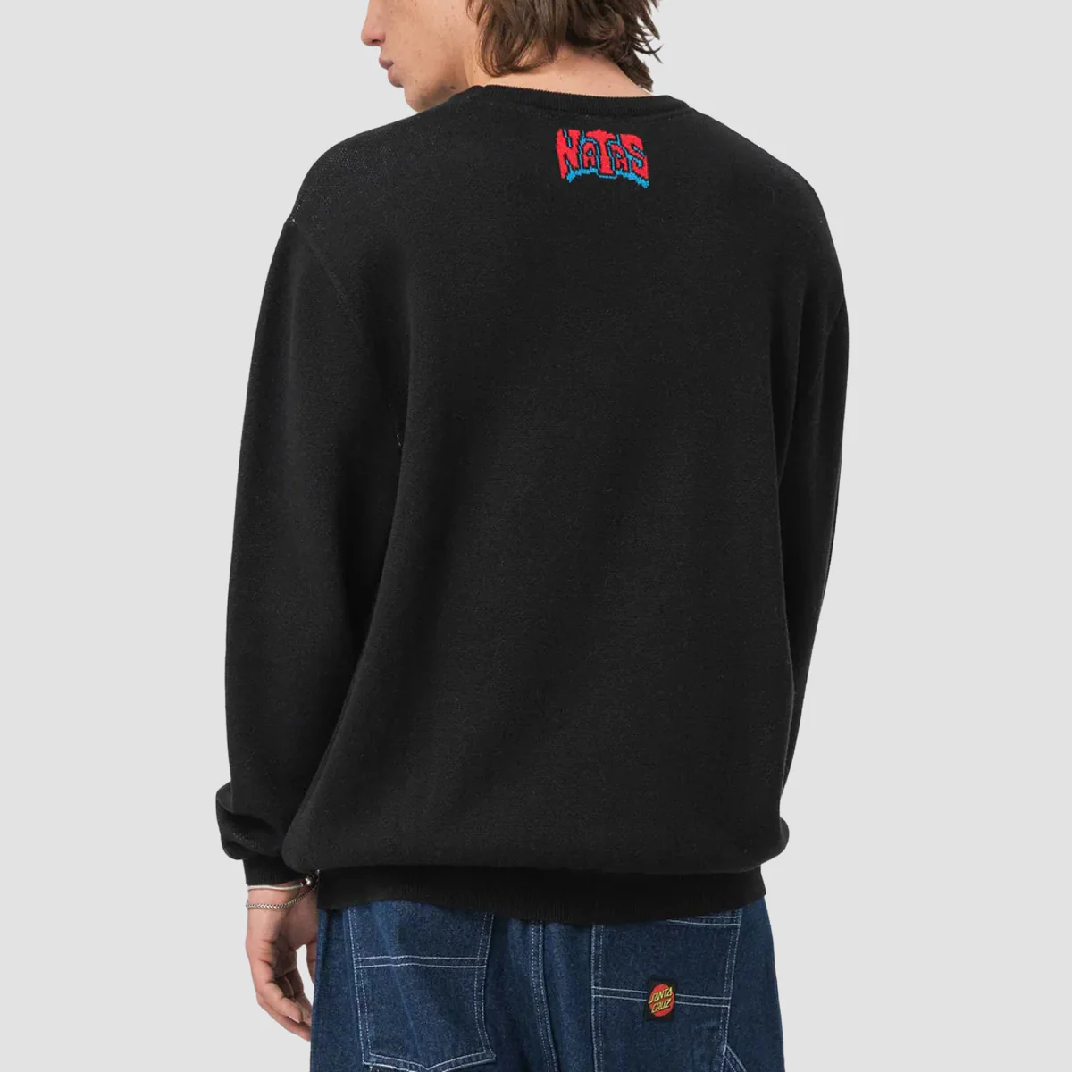 Santa Cruz Natas SC Panther Knit Crew Sweater Black - Image 2