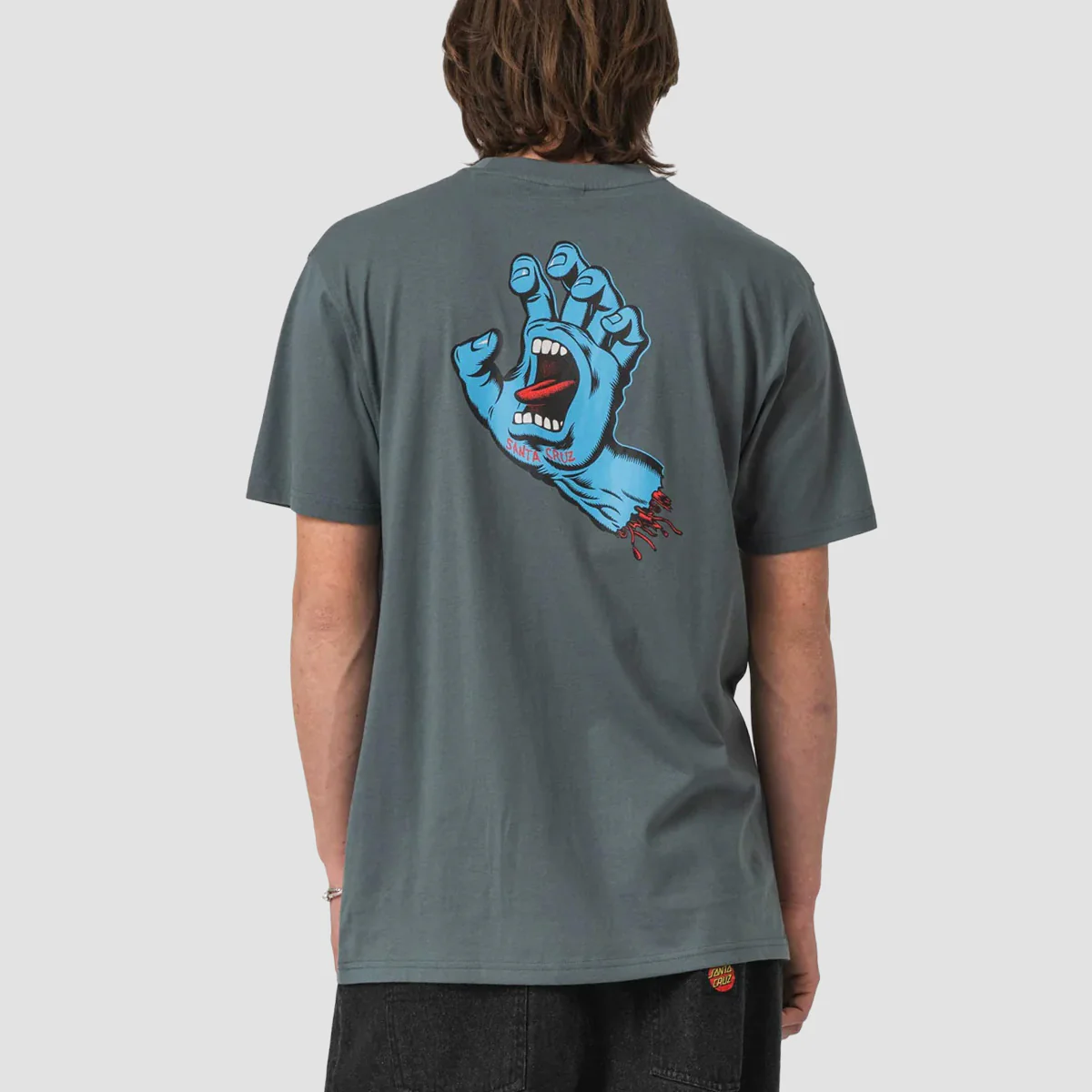 Santa Cruz Screaming Hand Chest T-Shirt Storm Grey - Image 2