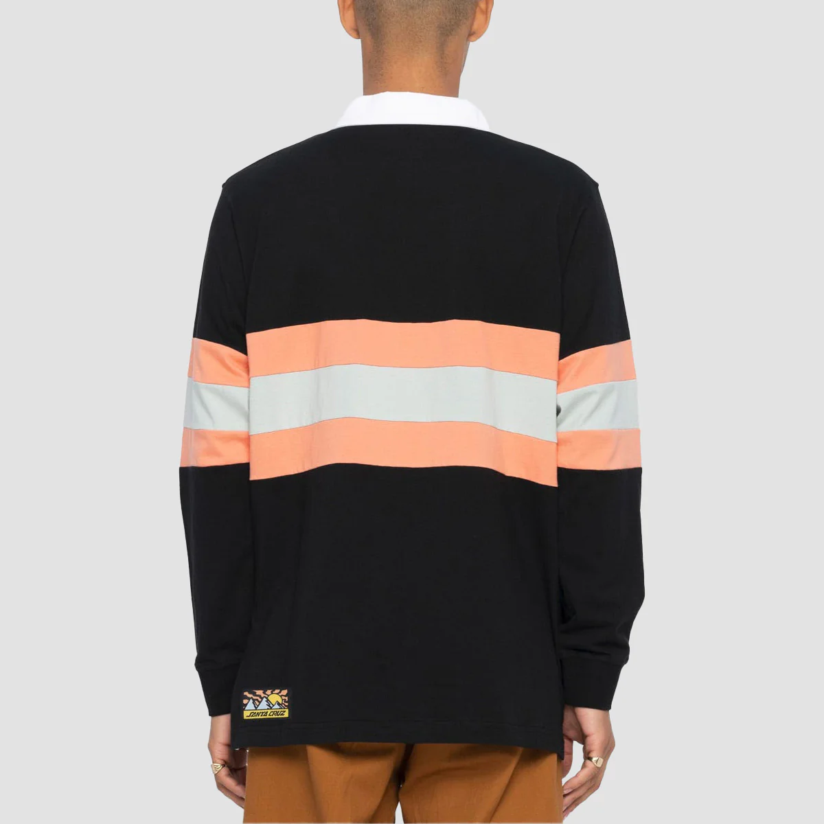 Santa Cruz Vista Strip Longsleeve Polo Shirt Washed Black - Image 2