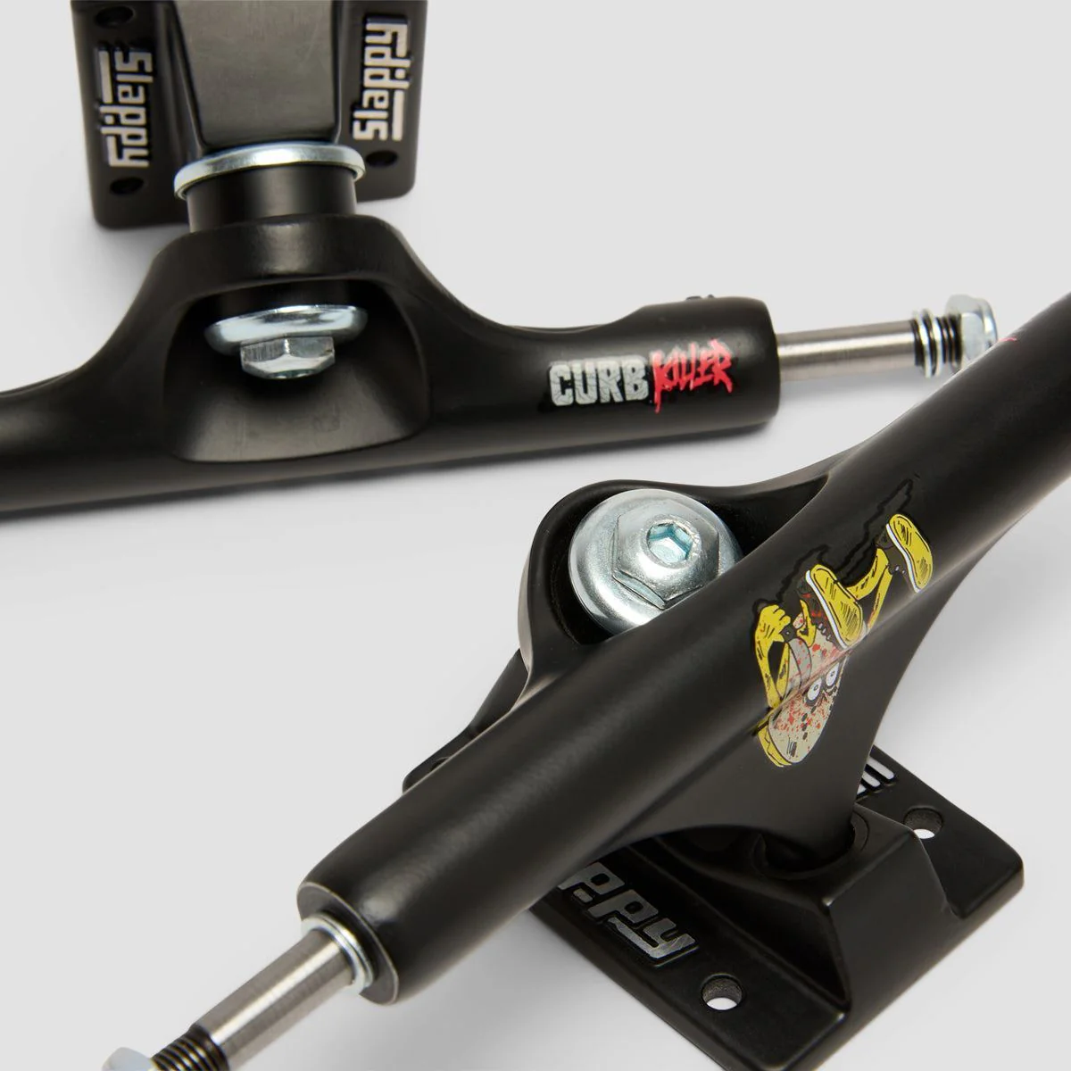 Slappy x Heroin ST1 Curb Killer Skateboard Trucks 1 Pair Matte Black - 8.5" - Image 4
