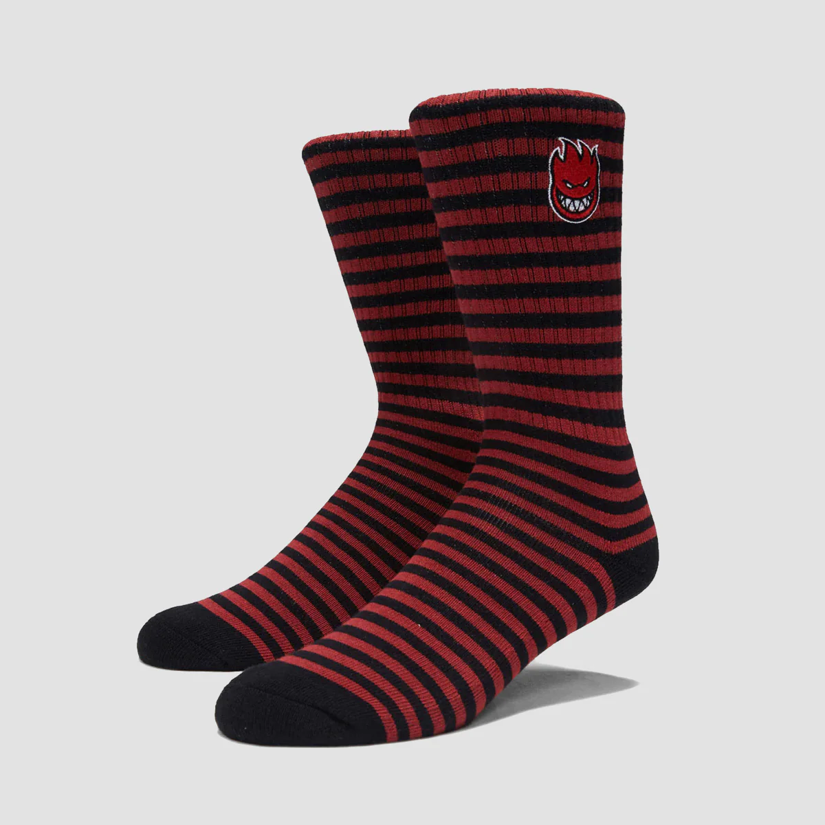 Spitfire Bighead Fill Emb Stripe Socks Black/Dark Red