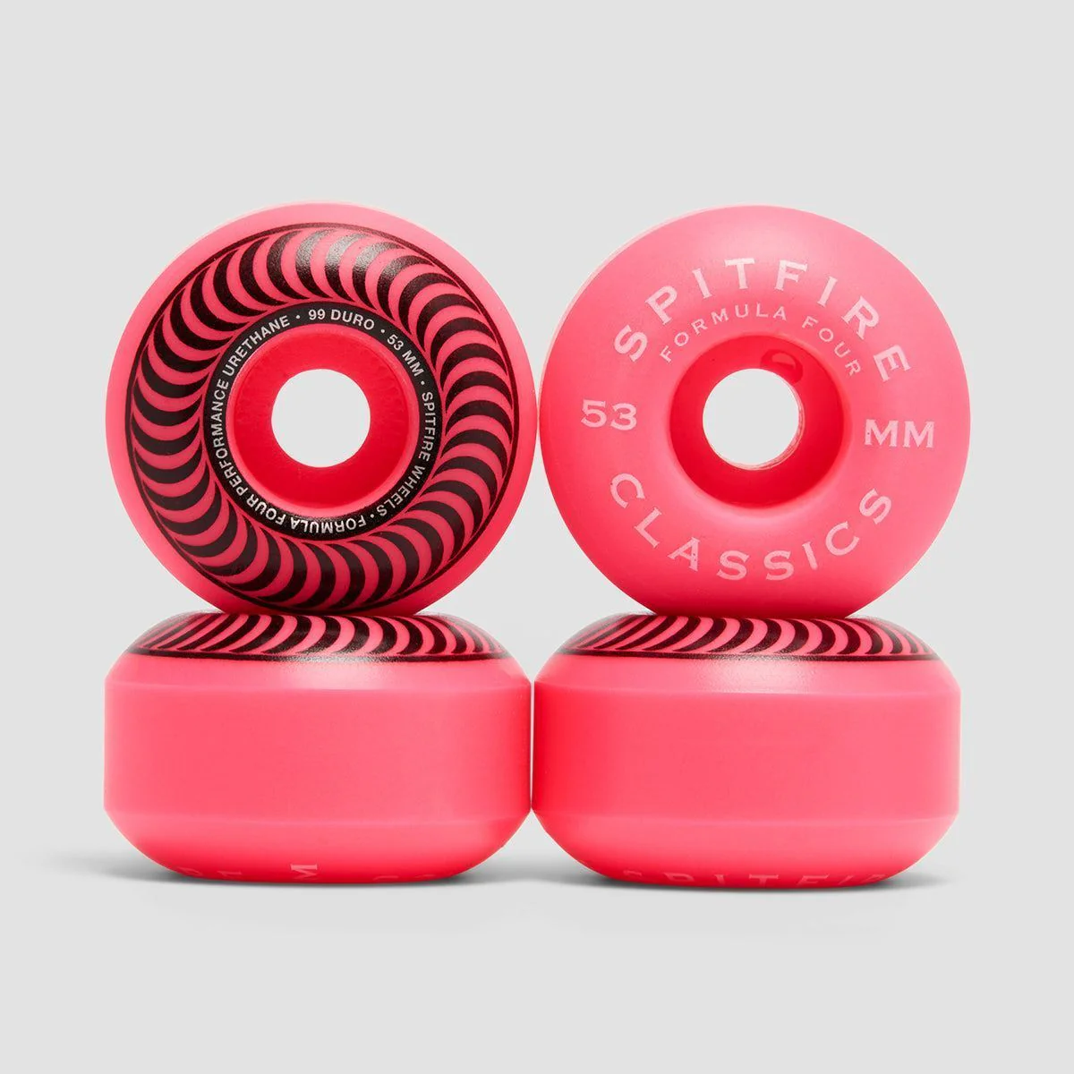 Spitfire Formula Four Classic 99DU Skateboard Wheels Neon Pink 53mm
