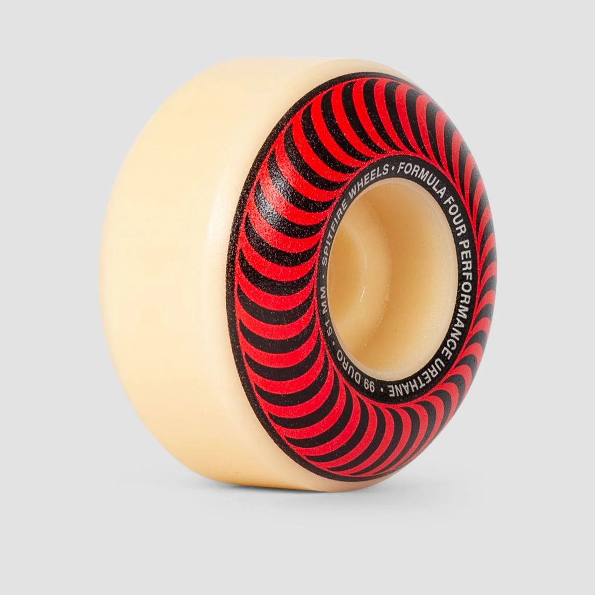 Spitfire Formula Four Classic 99DU Skateboard Wheels Natural/Red 51mm - Image 2