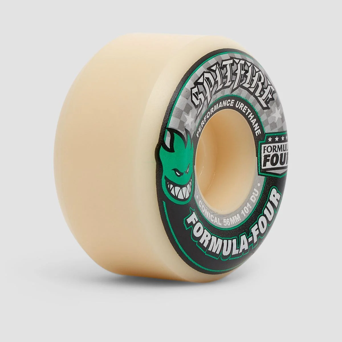 Spitfire Formula Four Conical 101DU Skateboard Wheels Natural/Green 56mm - Image 2