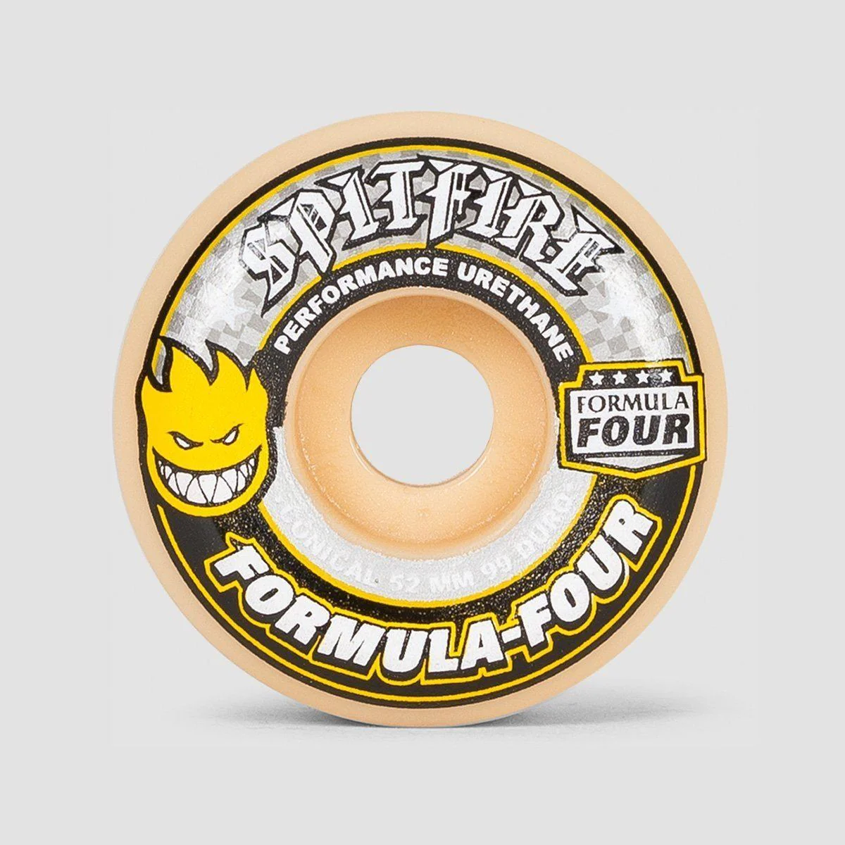 Spitfire Formula Four Conical 99DU Skateboard Wheels Natural/Yellow 52mm - Image 2