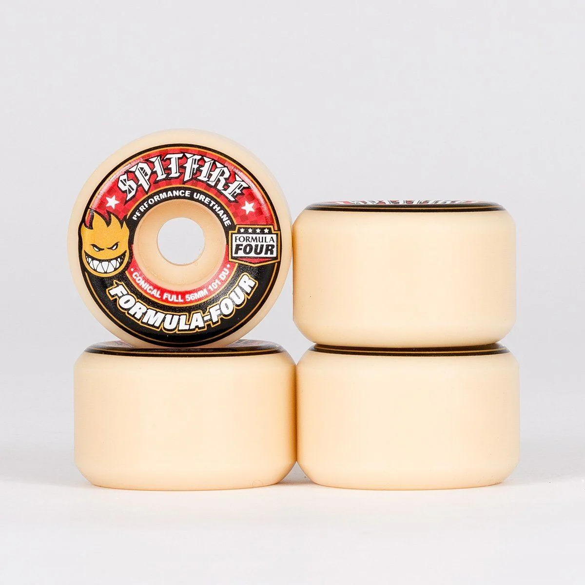 Spitfire Formula Four Conical Full 101DU Skateboard Wheels Natural/Red 56mm