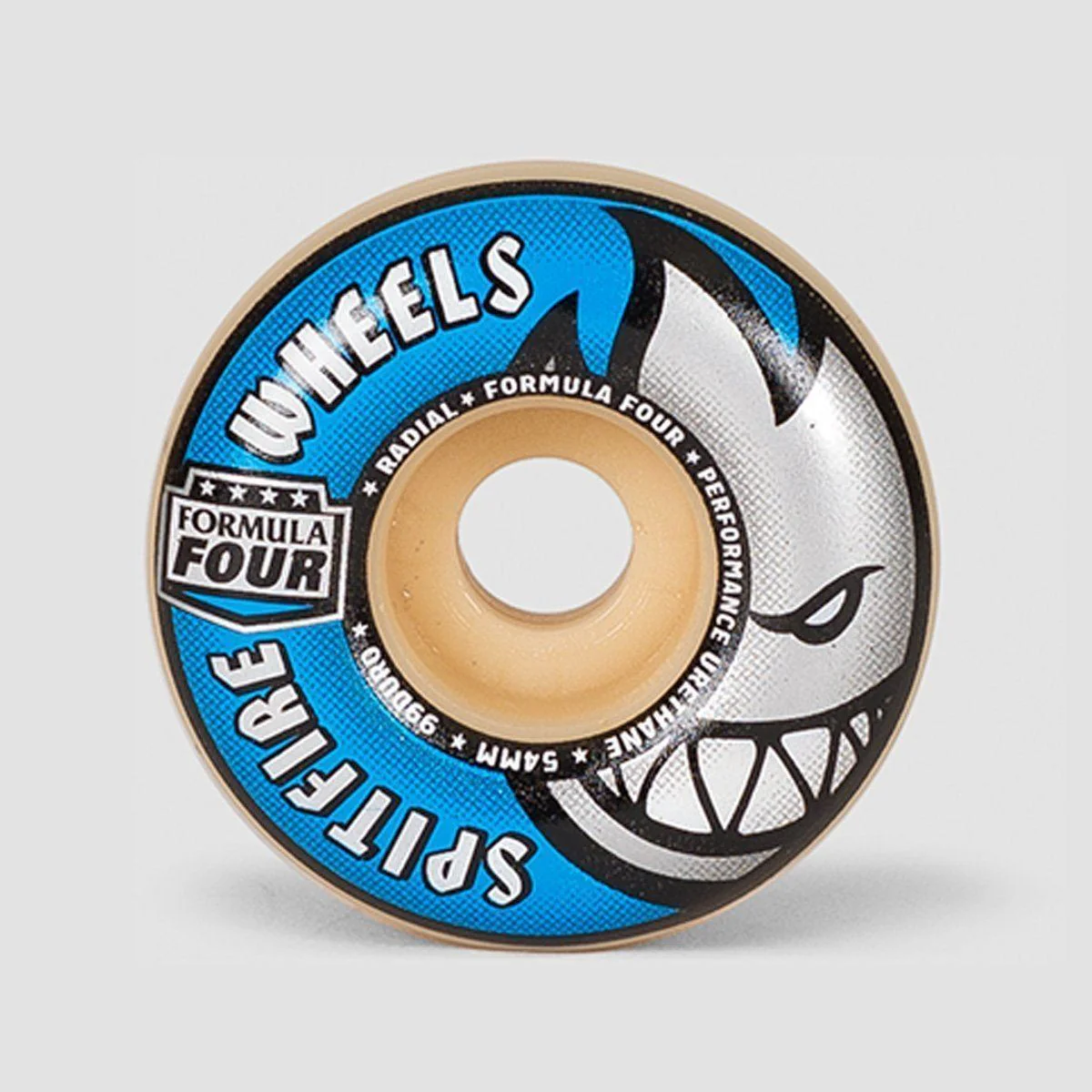 Spitfire Formula Four Radial 99DU Skateboard Wheels Natural/Blue 54mm - Image 2