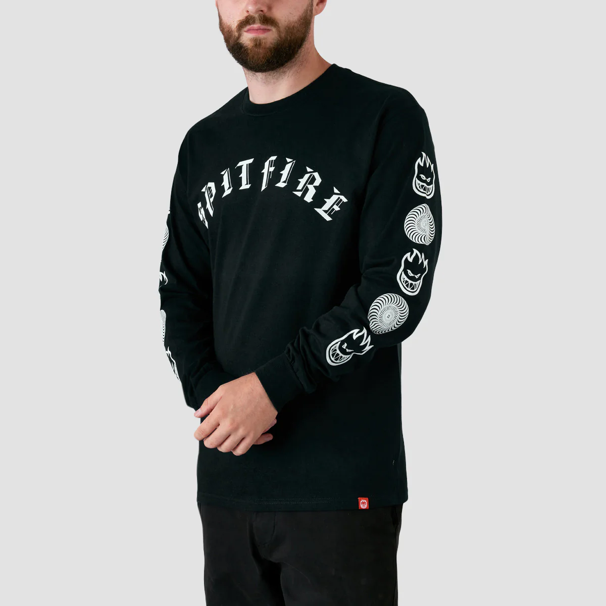 Spitfire Old E Combo Sleeve Longsleeve T-Shirt Black/White - Image 2