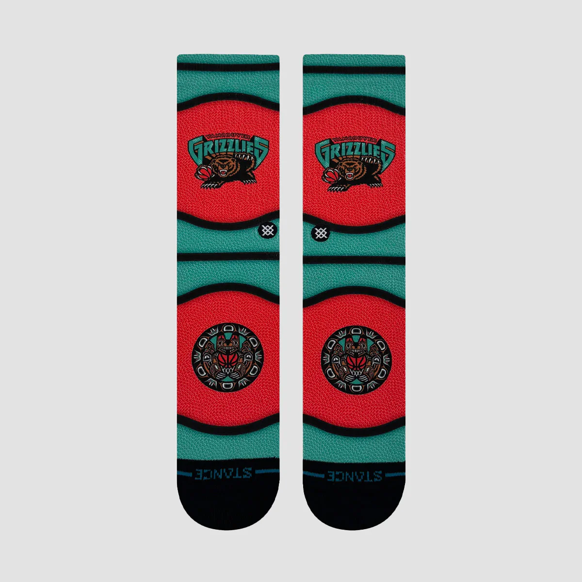 Stance NBA Vancouver Grizzlies Mini Ball Hardwood Crew Socks Teal - Image 2
