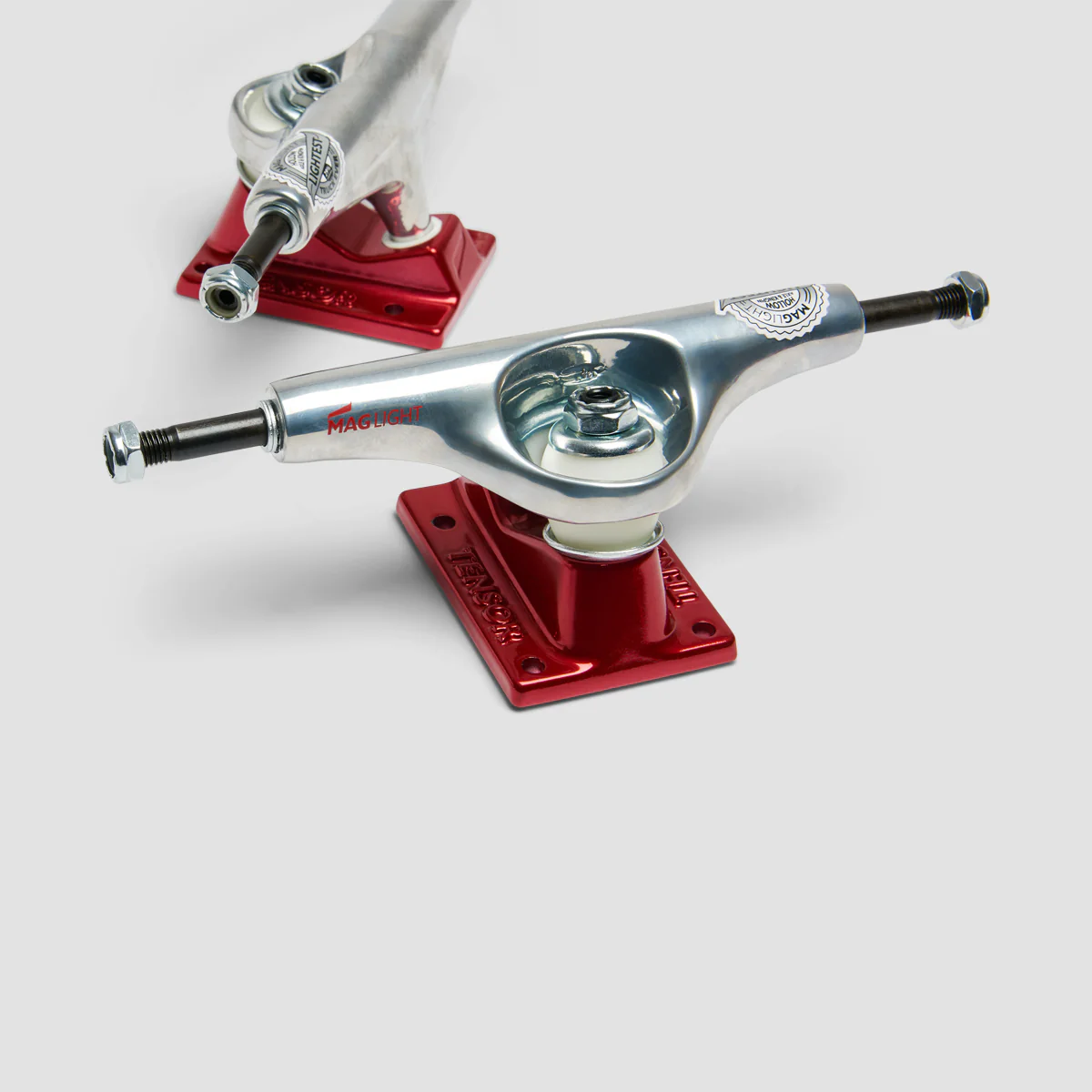 Tensor Mag Light Glossy 5.25 Skateboard Trucks 1 Pair Silver/Red - 8" - Image 4