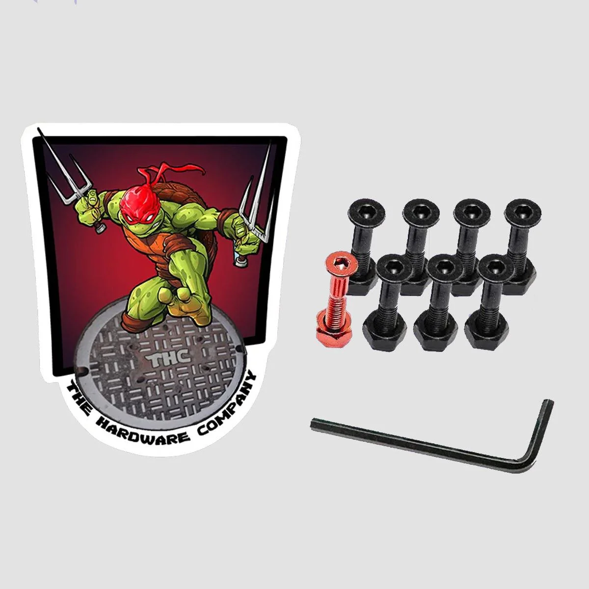 The Hardware Company THC TMNT Raph Allen Truck Bolts Black/Red 1"