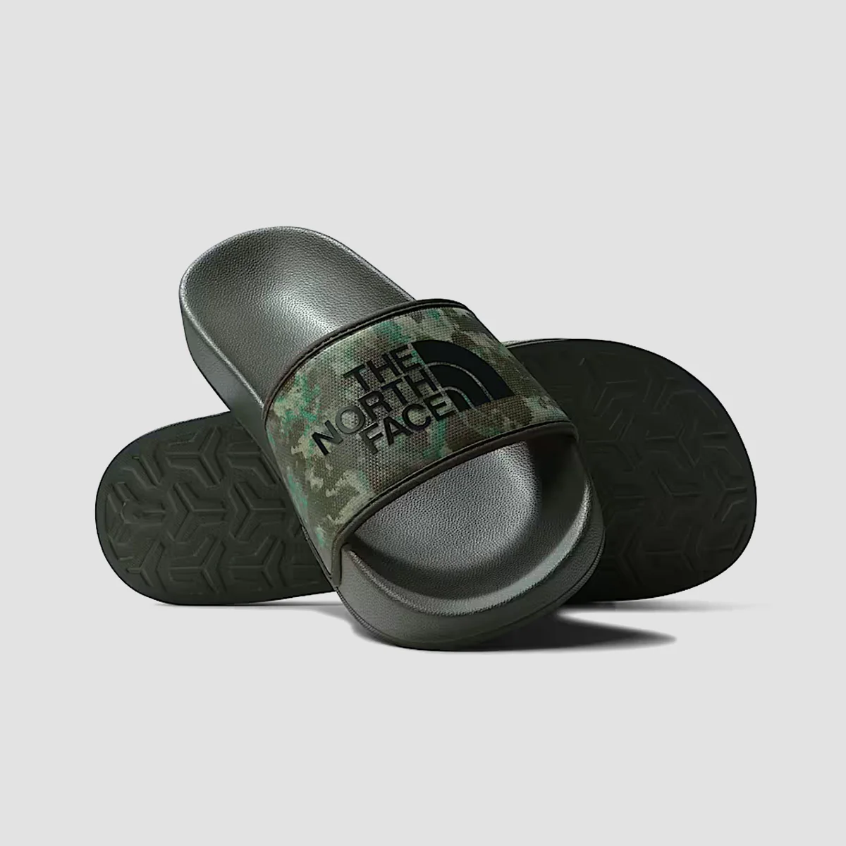 The North Face Base Camp Slide III Sandals - Miltary Olive Camo/TNF Black