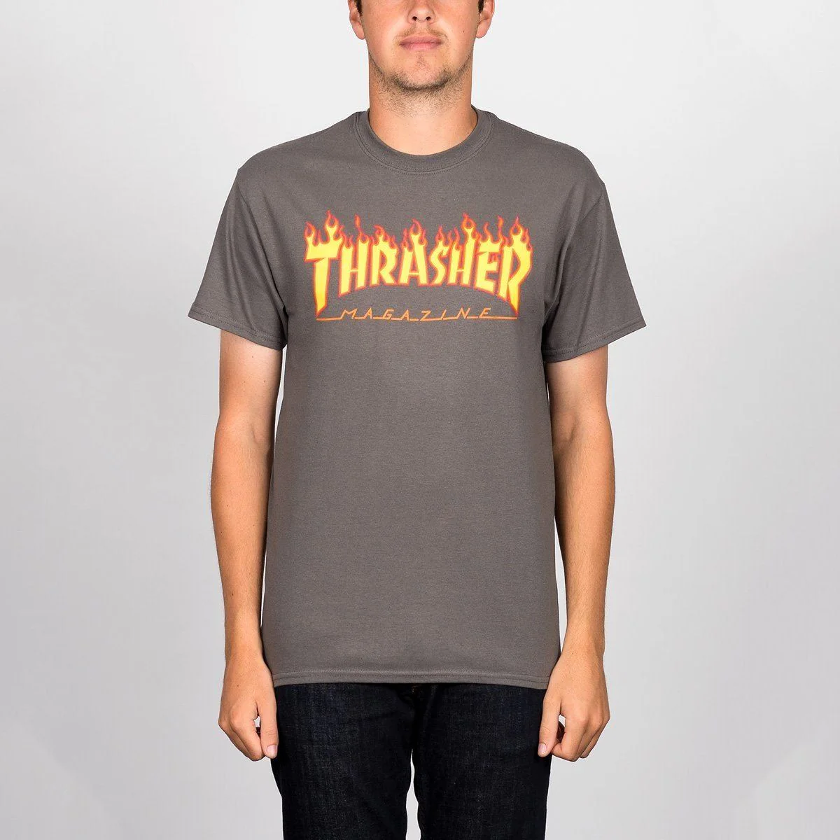 Thrasher Flame Logo T-Shirt Charcoal