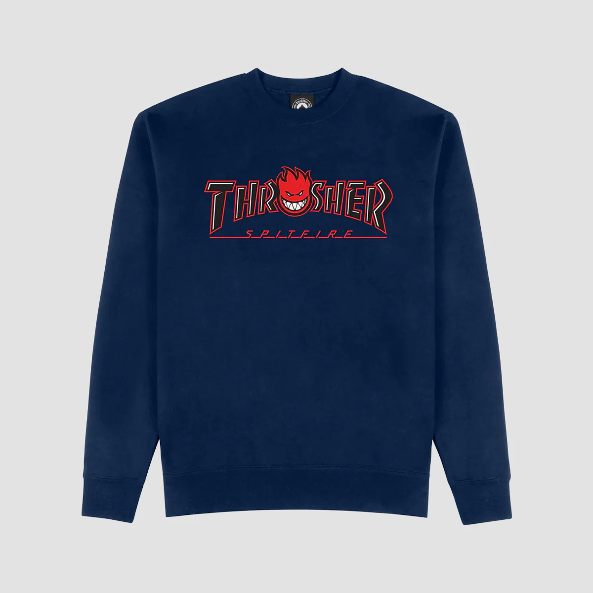 Thrasher X Spitfire Big Head Outline Crew Sweatshirt Navy