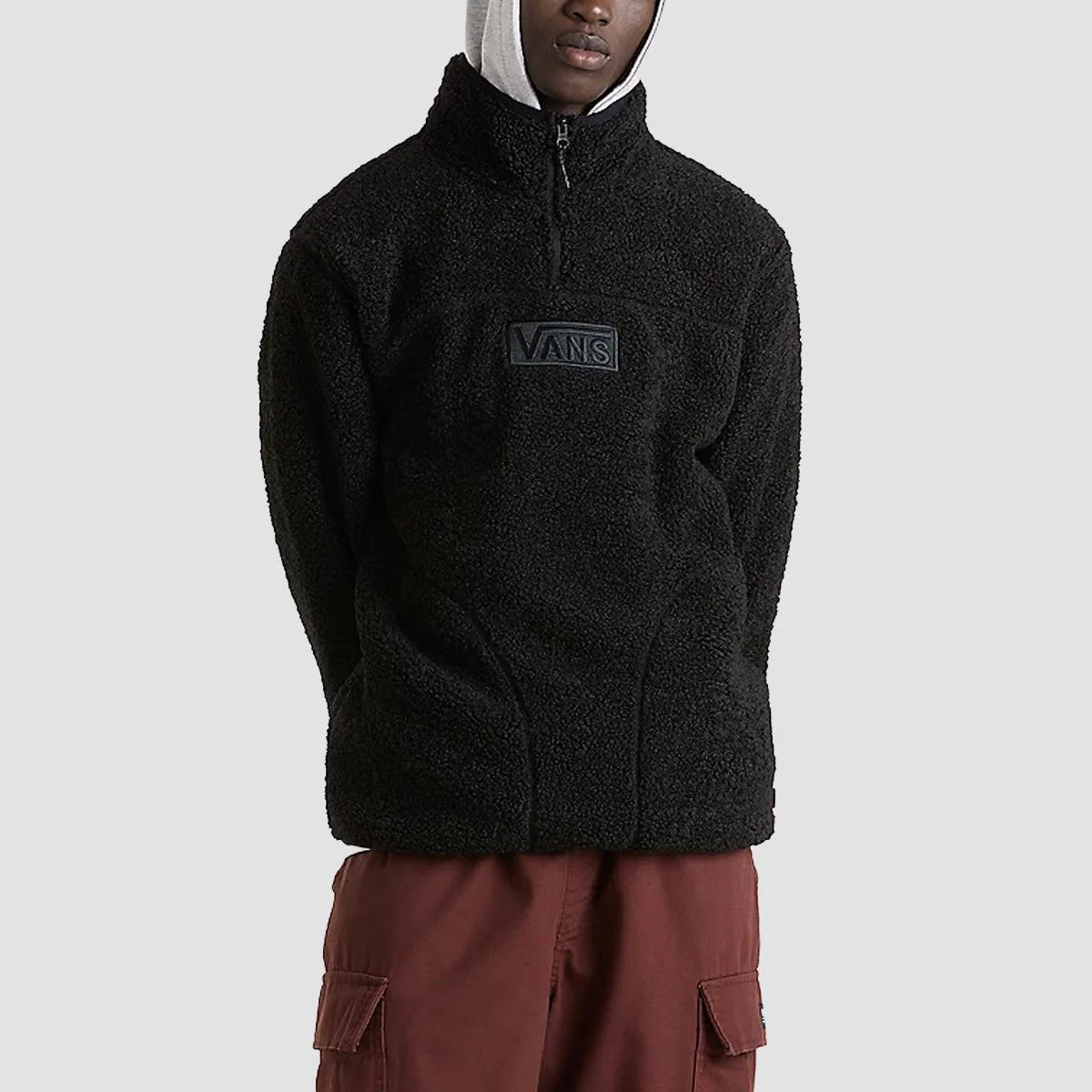 Vans Boxed 1/4 Zip Sherpa Fleece Sweatshirt Black - Image 2