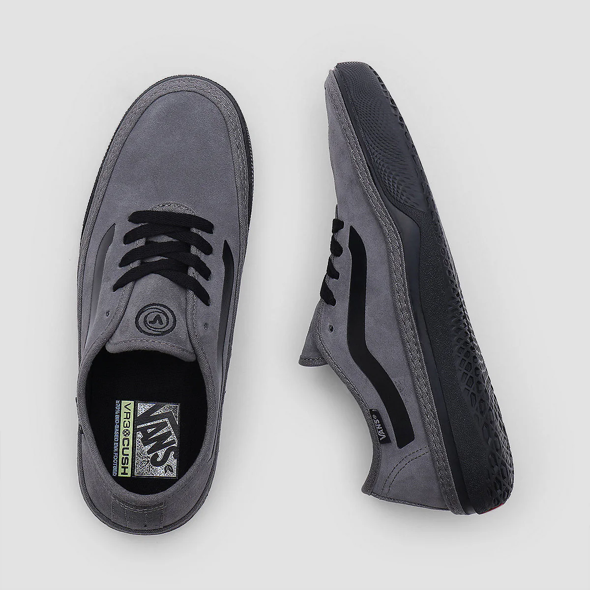 Vans Circle Vee SE Shoes - Suede Pewter/Black - Image 2
