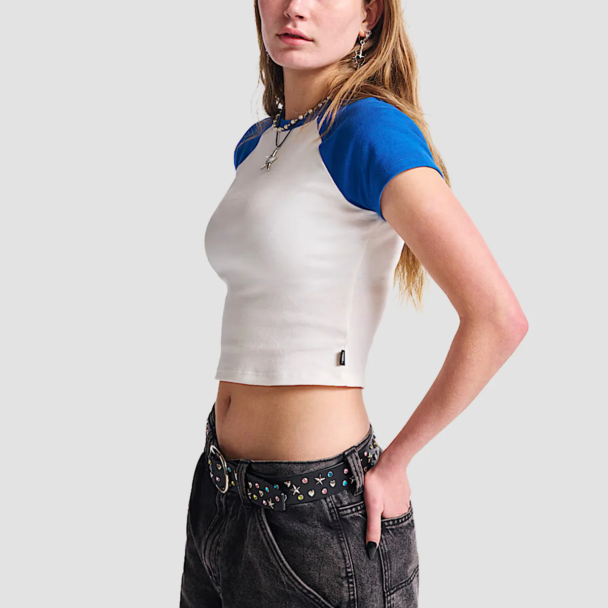 Vans Clare Raglan T-Shirt True Blue/Marshmallow - Womens