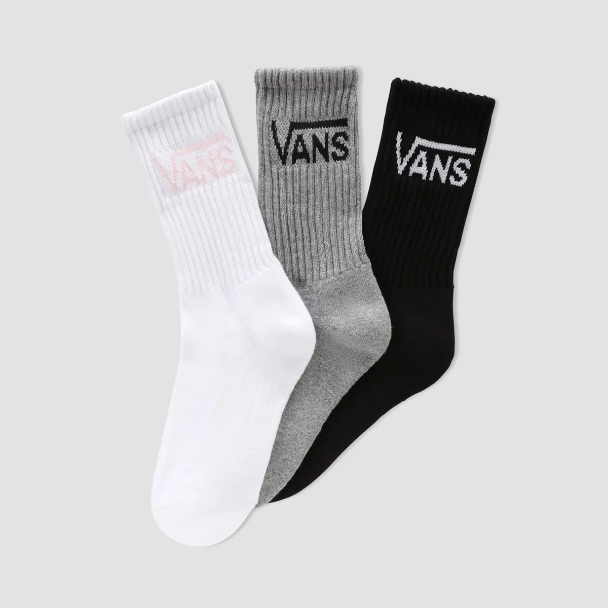 Vans Classic Crew Socks 3 Pack White/Grey Heather - Womens