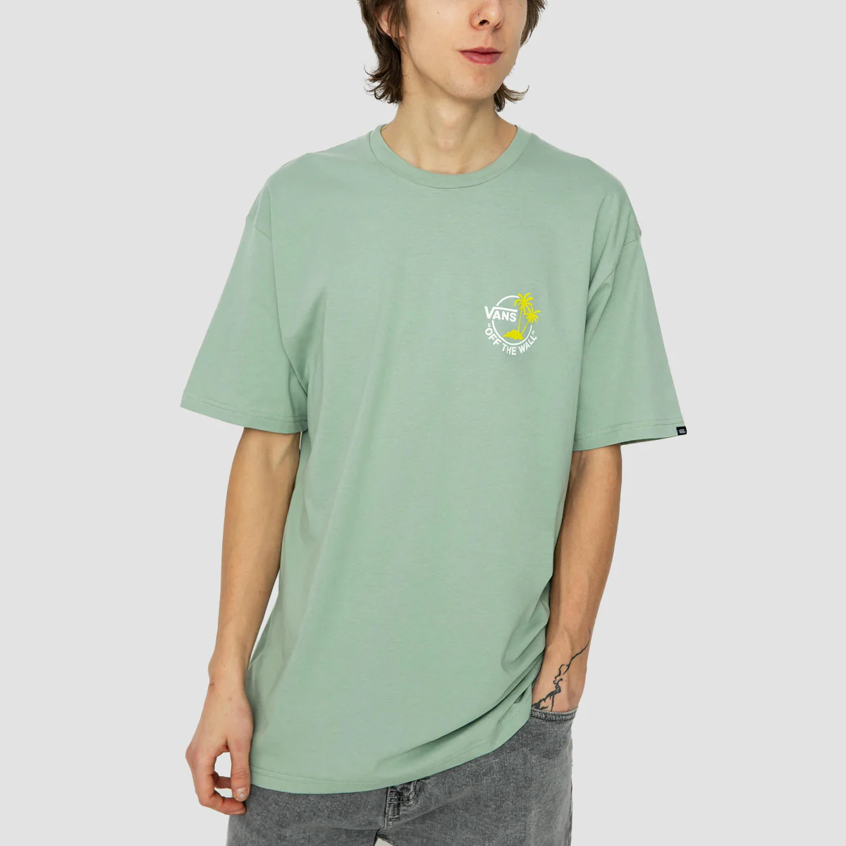 Vans Classic Mini Dual Palm T-Shirt Iceberg Green/White - Image 2