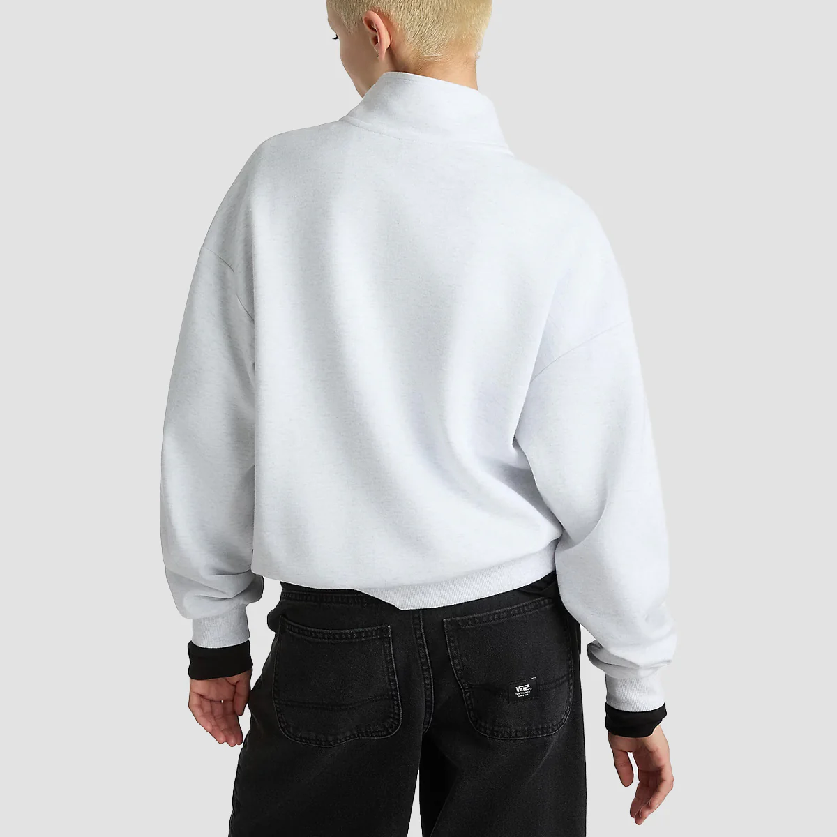 Vans Elevated Double Knit Mock Neck Sweatshirt White Heather - Womens - Image 2