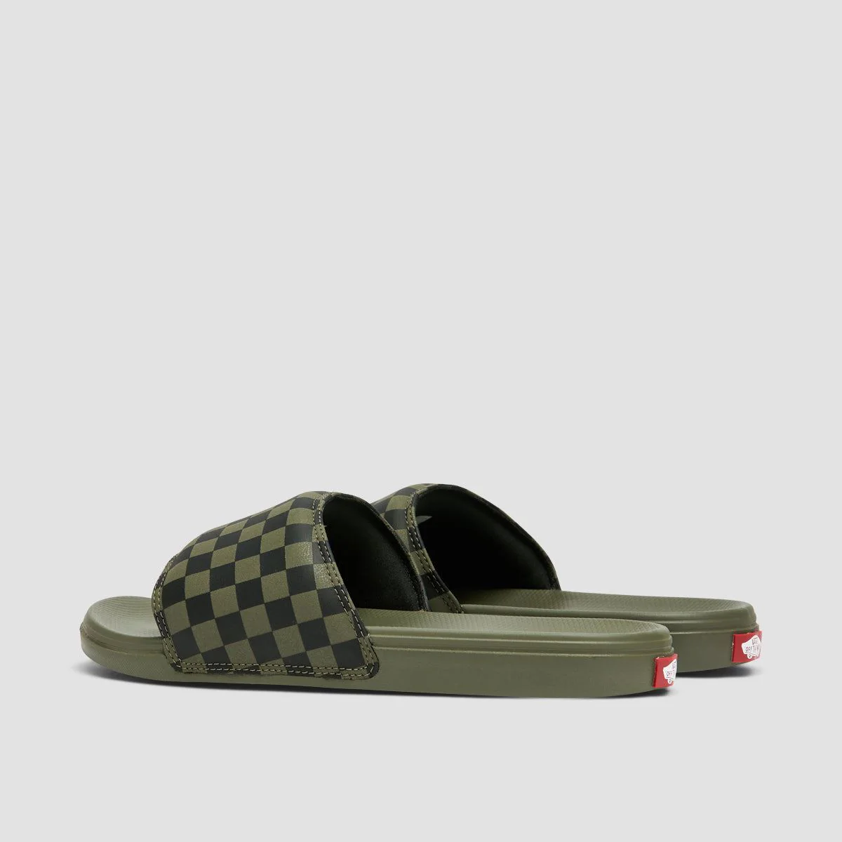 Vans La Costa Slide-On Sandals Checkerboard Dark Olive - Image 3