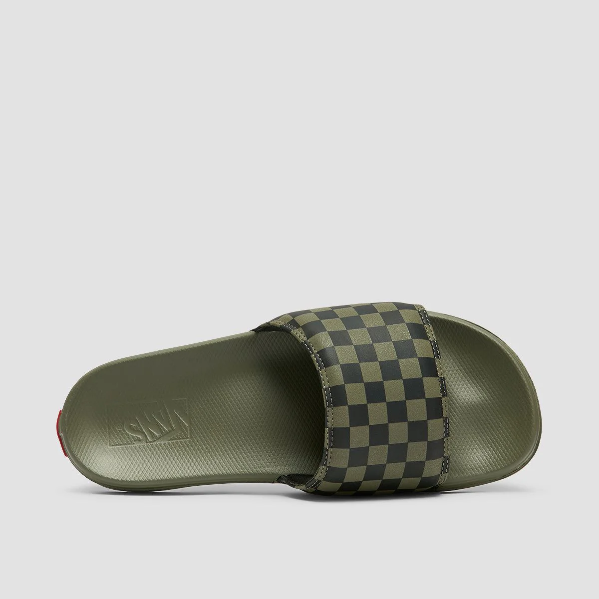 Vans La Costa Slide-On Sandals Checkerboard Dark Olive - Image 4