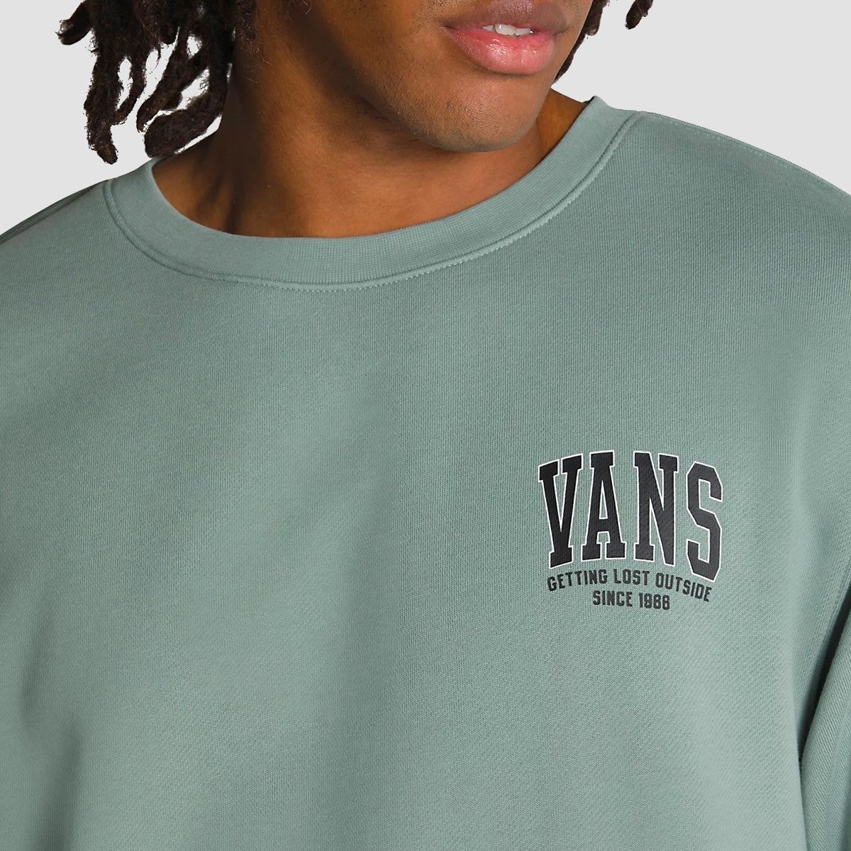 Vans Lost Outside Short Sleeve Crew Sweat Chinois Green - Image 3